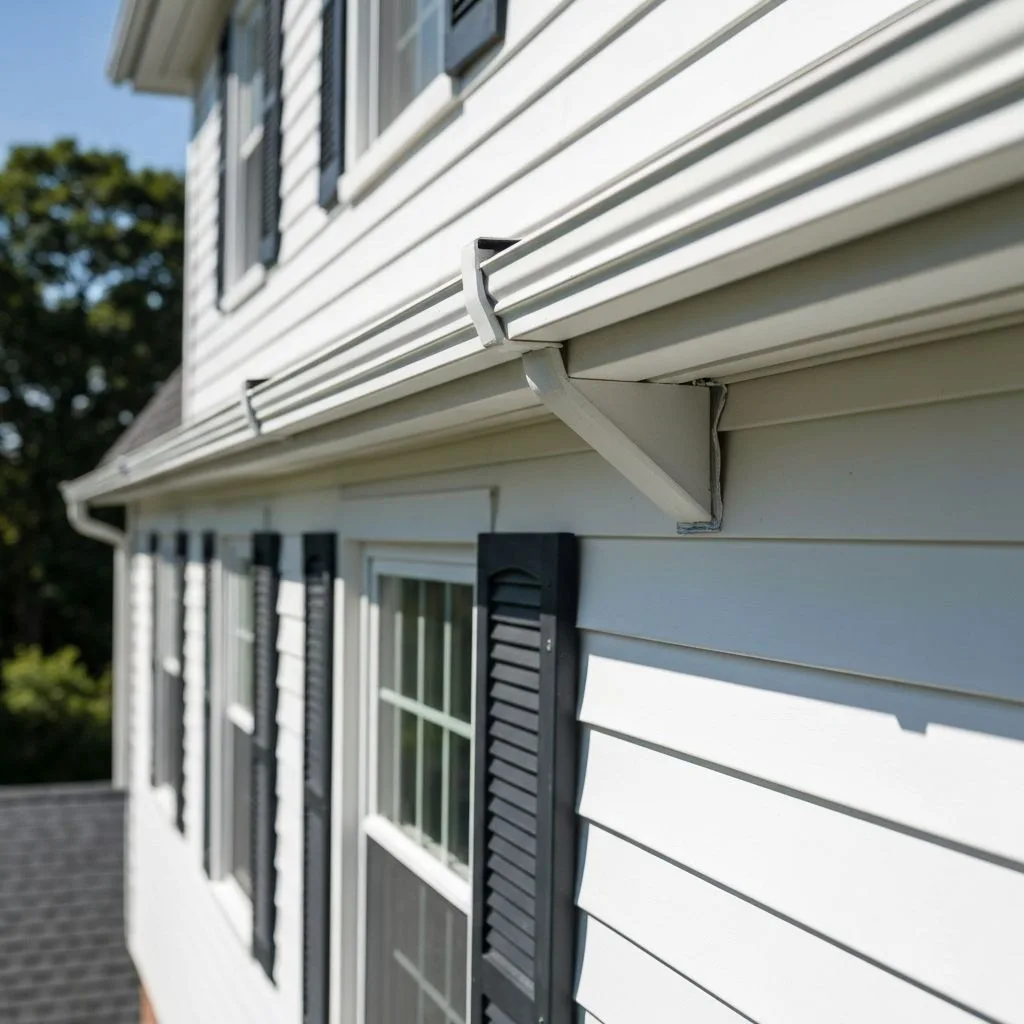 Seamless gutter installation in progress