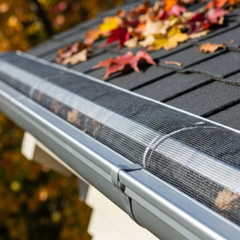 Micro-mesh gutter guards installed on gutters